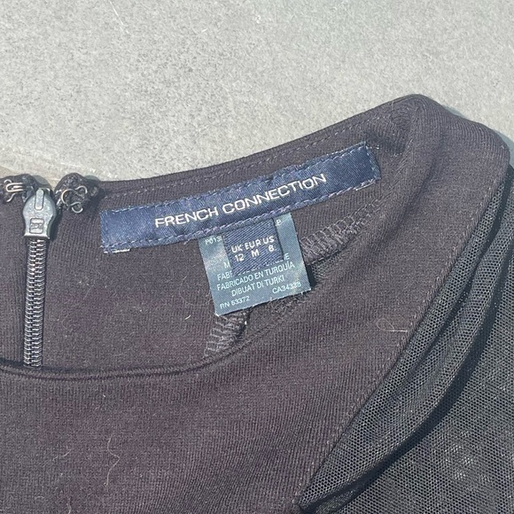 French Connection Black Viven Mesh Paneled Body Con Dress - Picture 6 of 6